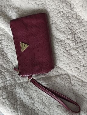 Guess Fuchsia Textured Wristlet- Free With Any Guess Purchase